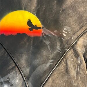 One of a kind Hot Leather Vintage Hand-Painted Airbrush Leather Biker Vest